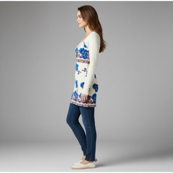 RARE VTG Free People Floral Crochet-Lace Shoulder Tunic Top | Boho Cottagecore S - Picture 9 of 13